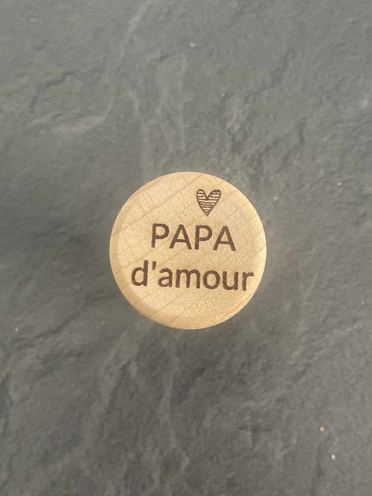 Bouchon en liège et bois "papa d'amour"