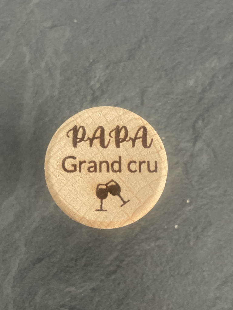 Bouchon en liège et bois "papa grand cru"
